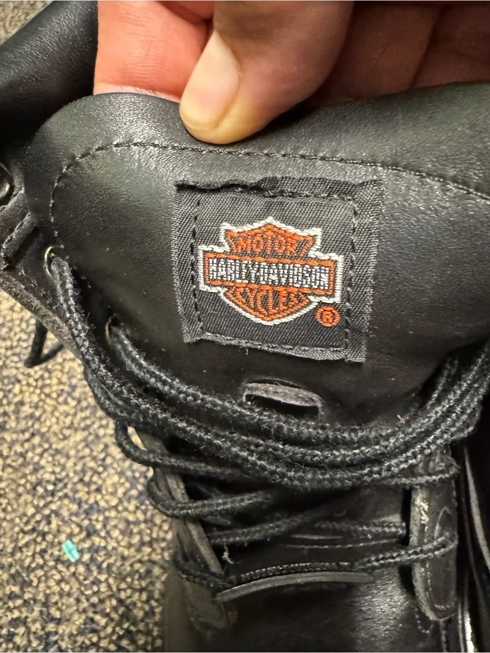 Harley-Davidson Black Leather Lace-Up Motorcycle Boots